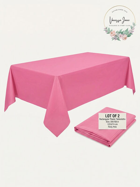 54 x 108 Rectangular Plastic Tablecloths Tablecovers, Lot of 2