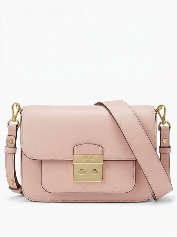 Michael Kors Sloan Medium Leather Shoulder Bag Soft pink Dual Strap