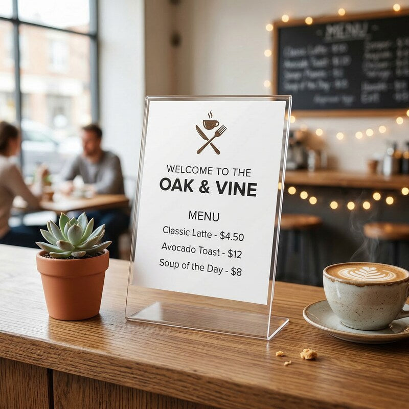 Azar Displays 112716, L Shaped Acrylic Sign HLR, 7W X 11H, 10pk