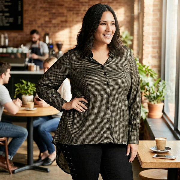 City Chic Plus Size Autumn Spell Button-Up Top, Size 16