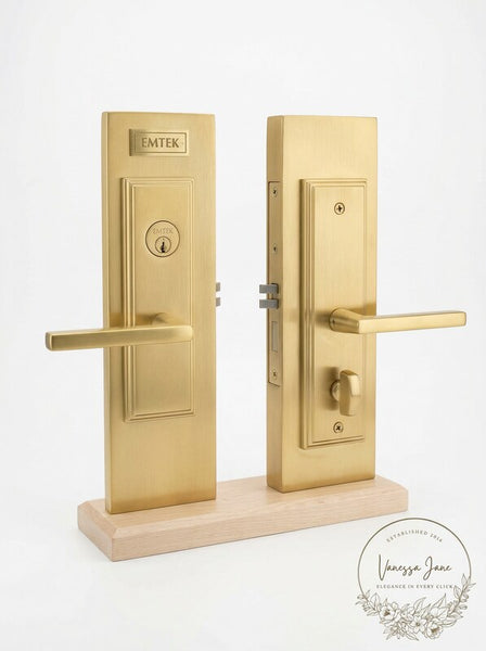 Emtek Mormont Single Cylinder Entry Set Replacement Sideplates, LH/Satin Brass