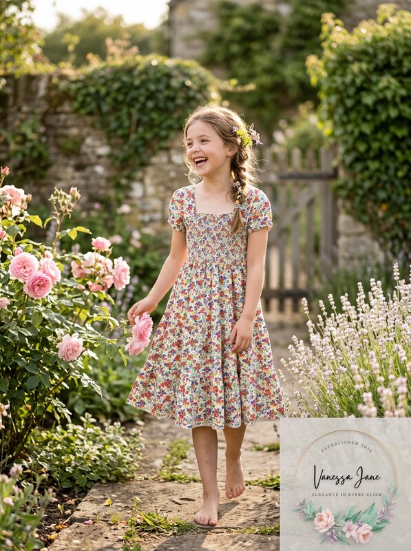 Polo Ralph Lauren Girls Floral Smocked Cotton Dress Size M (8–10)
