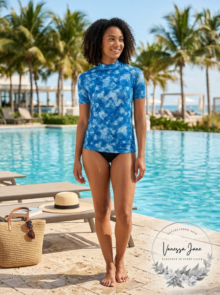 Kanu Surf Women's Plus-Size UPF 50+ Active Rash guard & Workout Top, Blue, 1X