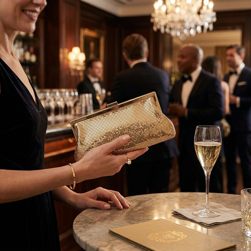 INC International Concepts I.N.C. Khyler Mesh Frame Clutch Gold