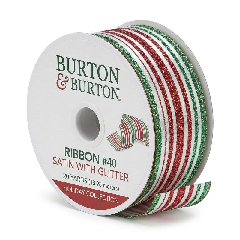 Burton & Burton Ribbon #40 Satin With Glitter 20 Yards