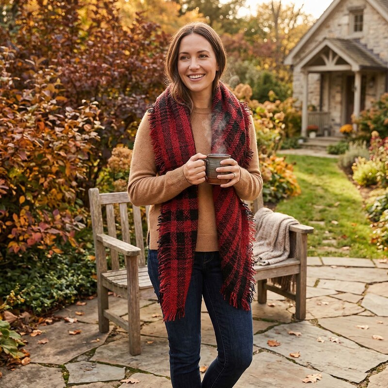 Charter Club Classic Plaid Bouclé Scarf