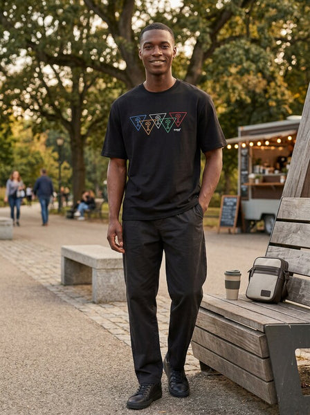 Guess Olympics Tri Logo Tee in Black Size Medium | Cotton | Jimmy Jazz, Size Med