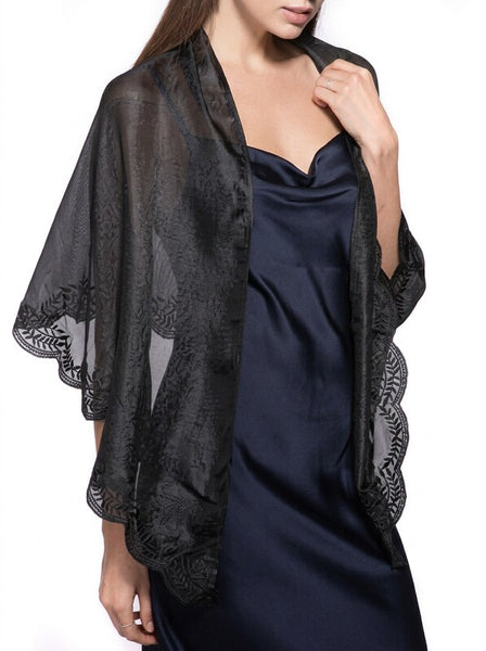 INC Womens Chiffon Scalloped Wrap