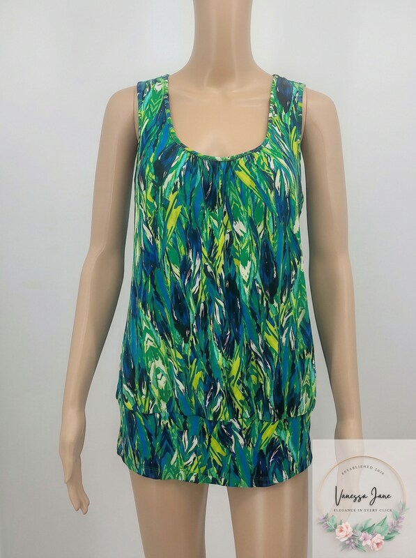 Cable and Gauge Blue Green Tunic, Size Medium