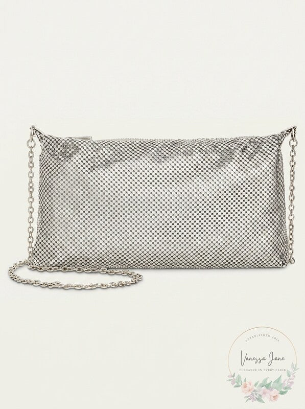 International Concepts Women's Tahlor Mesh Crossbody Pouch, Silver, Size OS