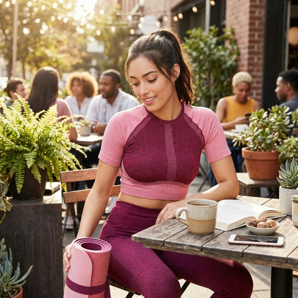 Fabletics Designer Helena Seamless Heather Top, Size Large