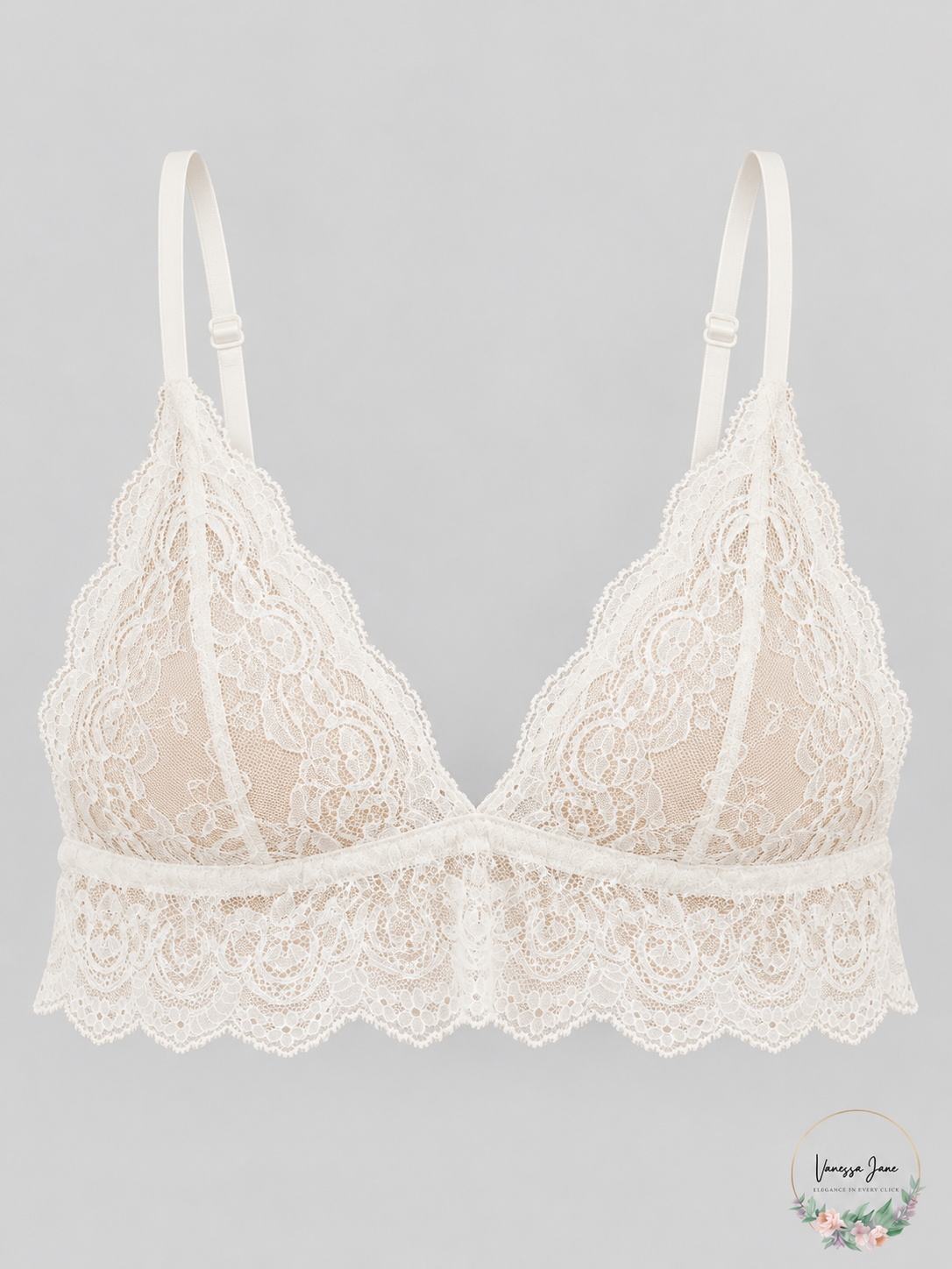 Hanky Panky Julia Ivory Lace Triangle Bralette Size XS stock