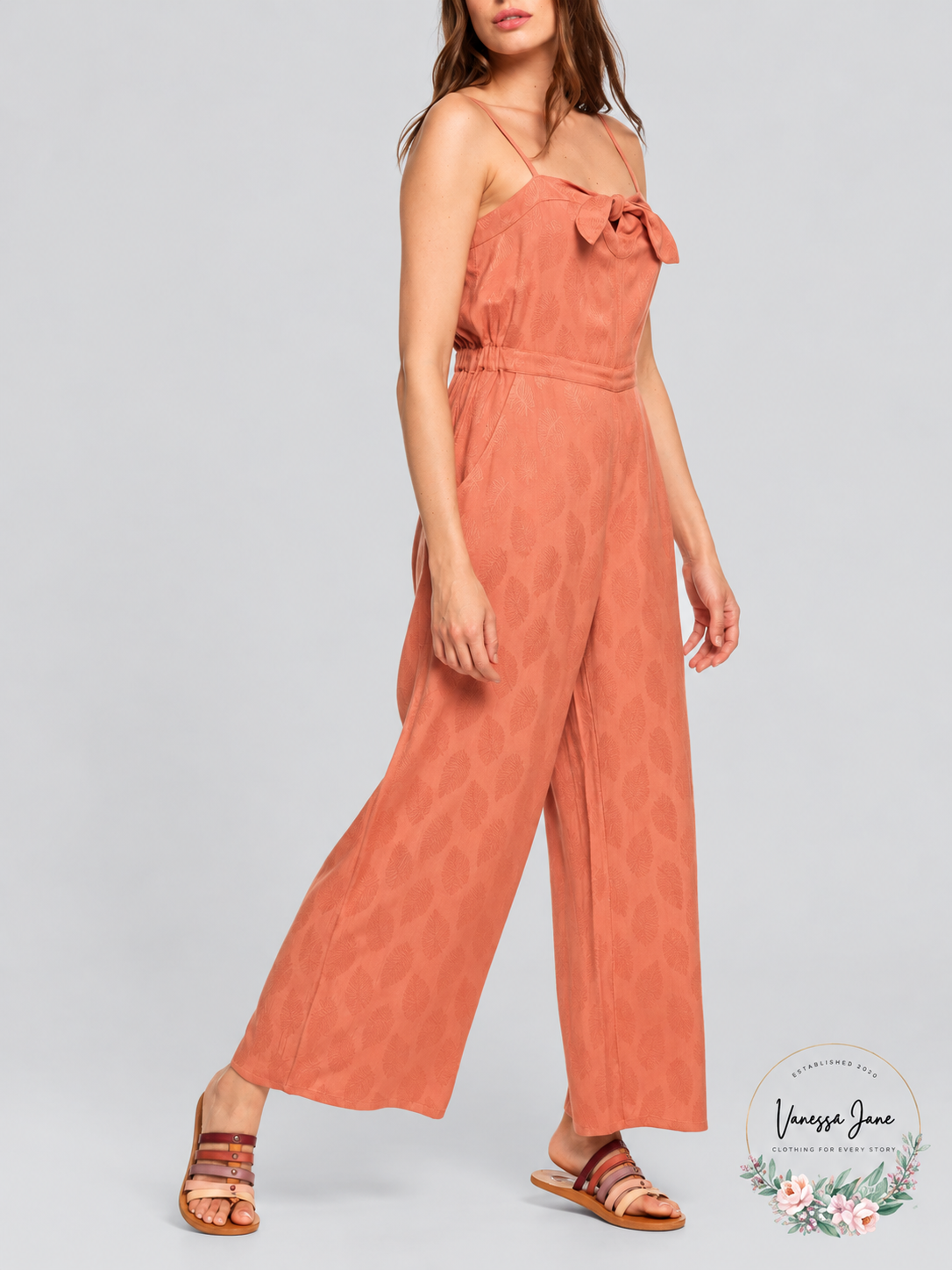 Roxy Feel the Retro Spirit Coral Jacquard Jumpsuit XS