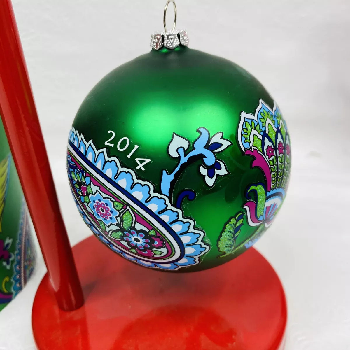 Vera Bradley 2014 Green Emerald Paisley Christmas Ball Ornament