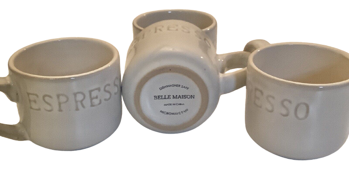 Belle Maison Espresso Coffee Cups with the word “ESPRESSO” Embossed