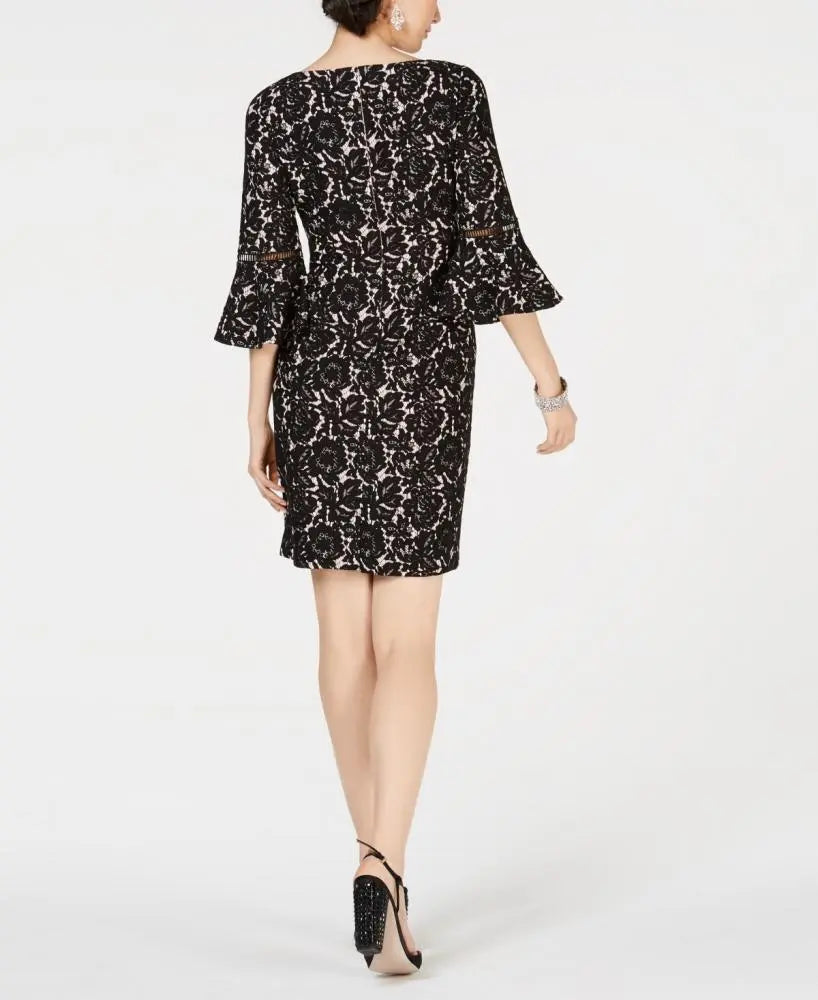 Jessica Howard Dress Pink Sheath Floral Bell Sleeve,Size 10 Vanessa Jane Jessica Howard Dress Pink Sheath Floral Bell Sleeve,Size 10 Vanessa Jane