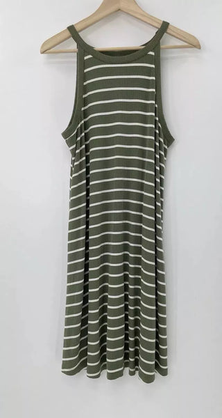 Old Navy High-Neck Striped Rib-Knit Sleeveless Swing Dress, Size Large