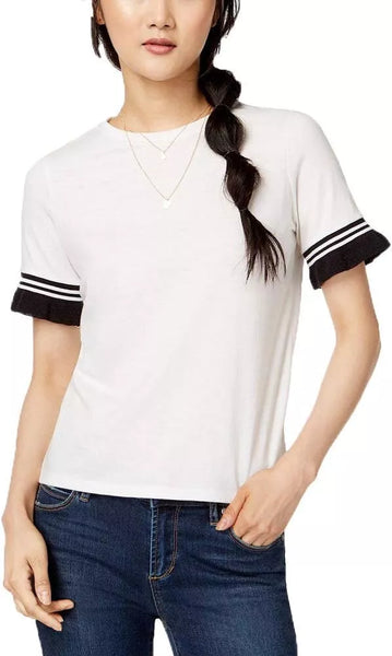 Self Esteem Juniors Contrast Stripe Ruffle-Sleeve T-Shirt