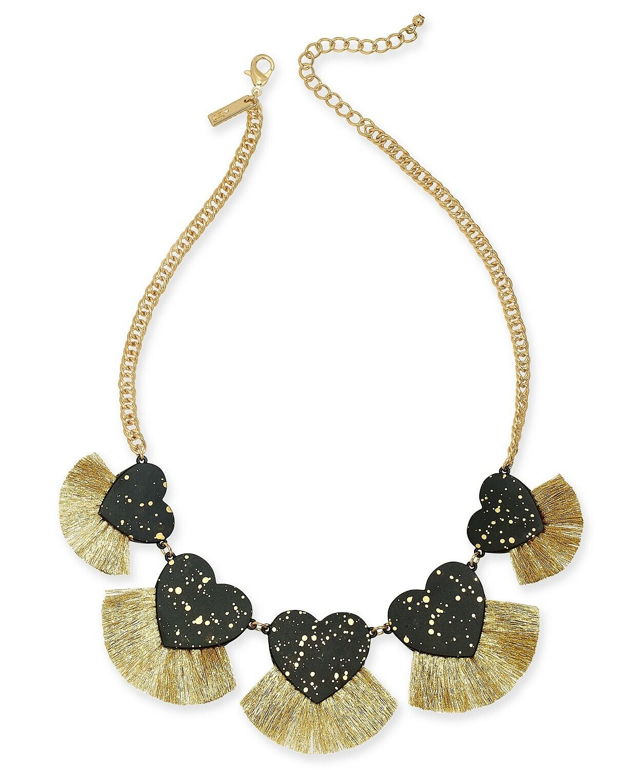 Inc Gold-Tone Resin Hearts and Fringe Statement Necklace, 18 + 3 Extender