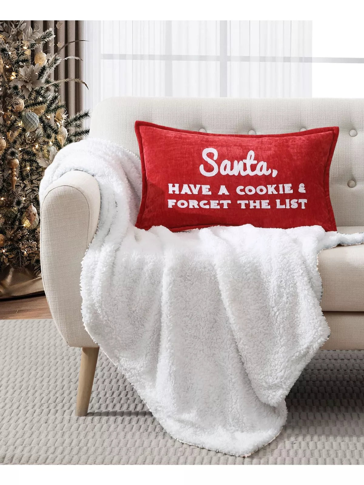 Lacourte Santa Cookie List Decorative Pillow, 14″ x 24″