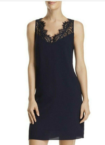 Aqua Women's Lace-Trim Shift Dress, Navy Size Medium