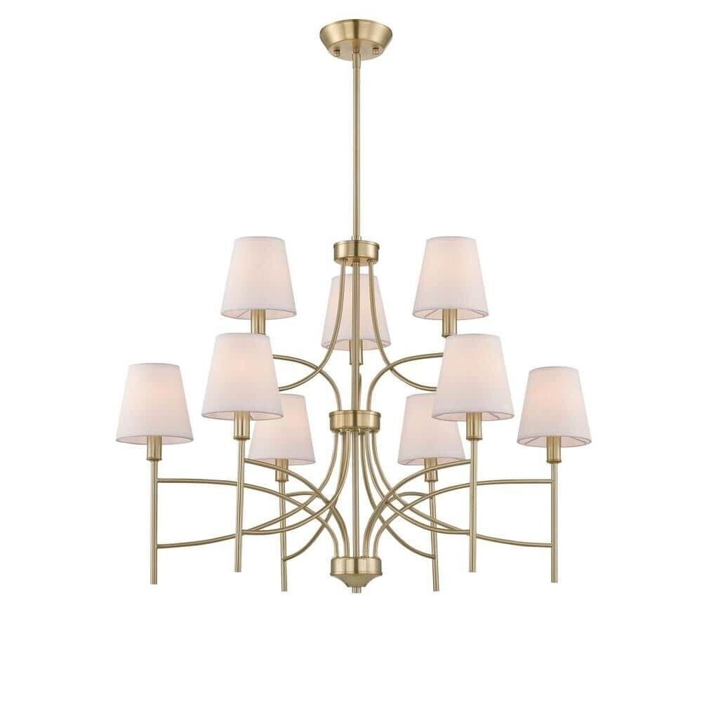 World Imports Millau Collection 5-Light Satin Gold Chandelier with Fabric Shade