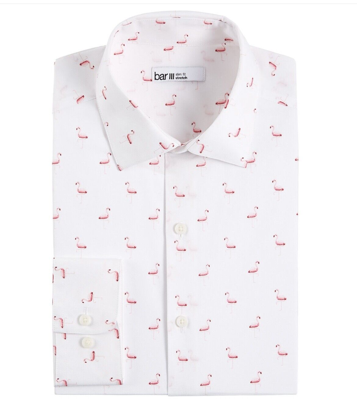 Bar III Mens Slim-Fit Stretch Flamingo Knit Dress Shirt