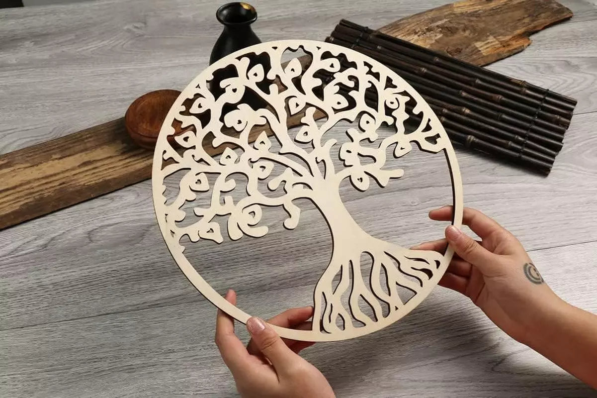 Simurg Round Tree of Life Wooden Wall Art Wall Hanging Decor Art Home Decoration