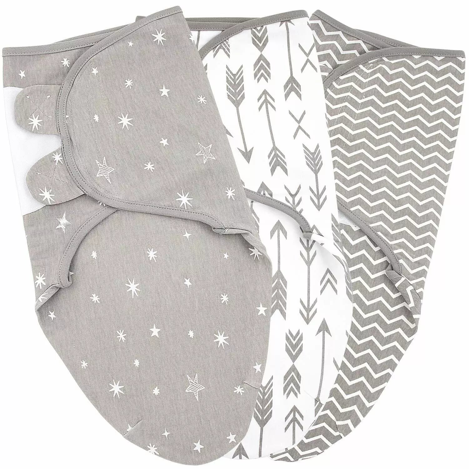 Bublo Baby Baby Swaddle Blanket Boy Girl, 3 Pack Large Swaddles, Gray