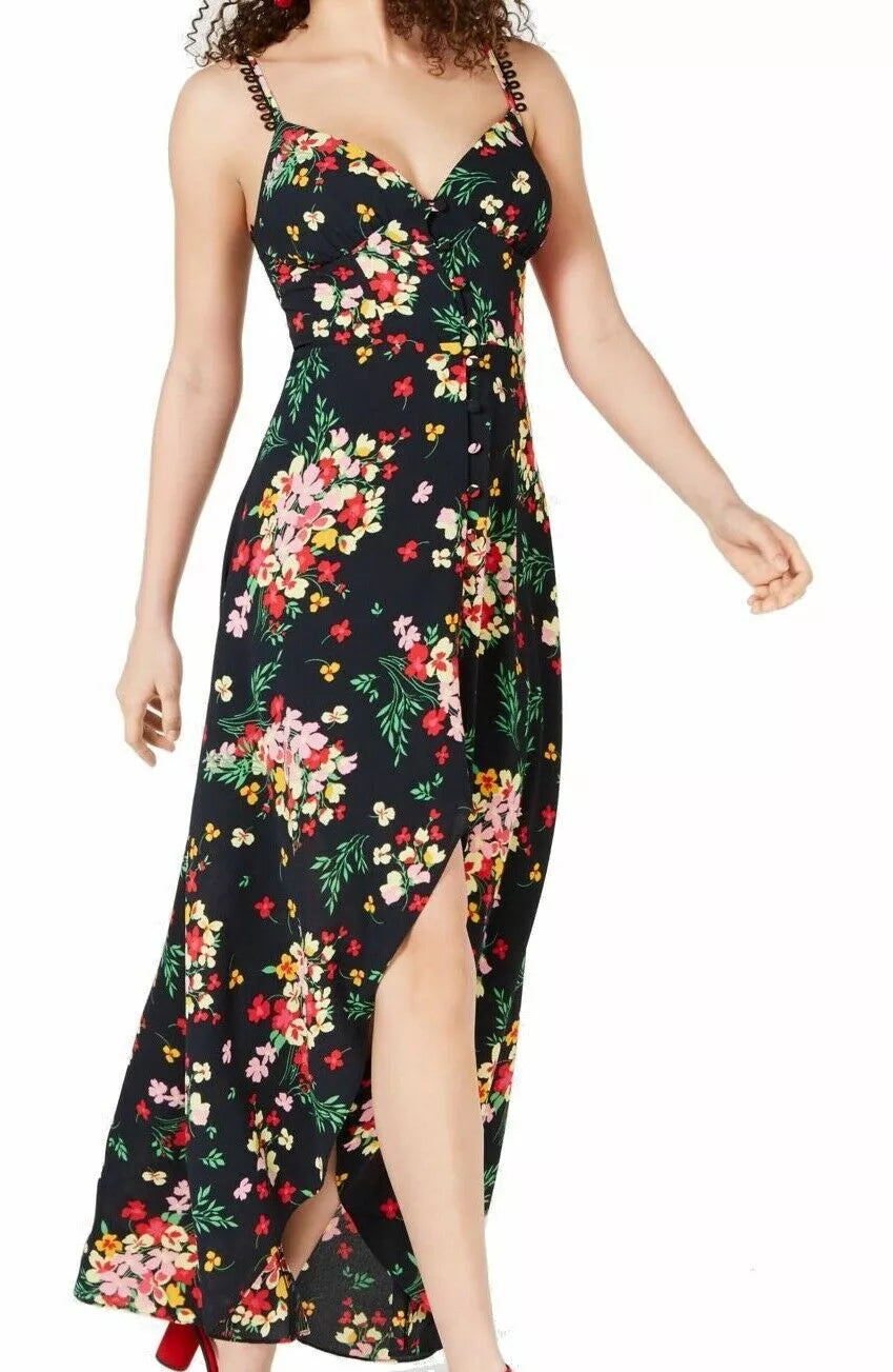 B Darlin Juniors' Printed Button-Front Maxi Dress