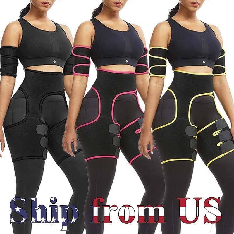 High Waist Trainer Thigh Trimmer, 3 in 1 Body Shaper Weight Loss Butt Black, S/M