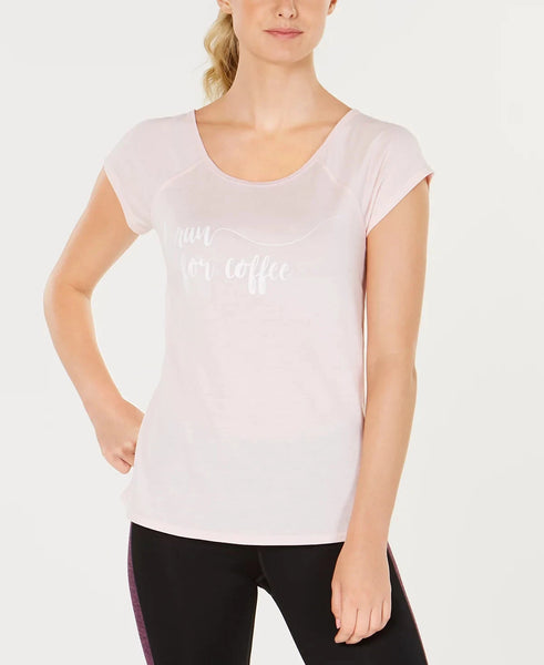 Ideology Womens I Run for Coffee Fitness Running Pullover Top, Size Large