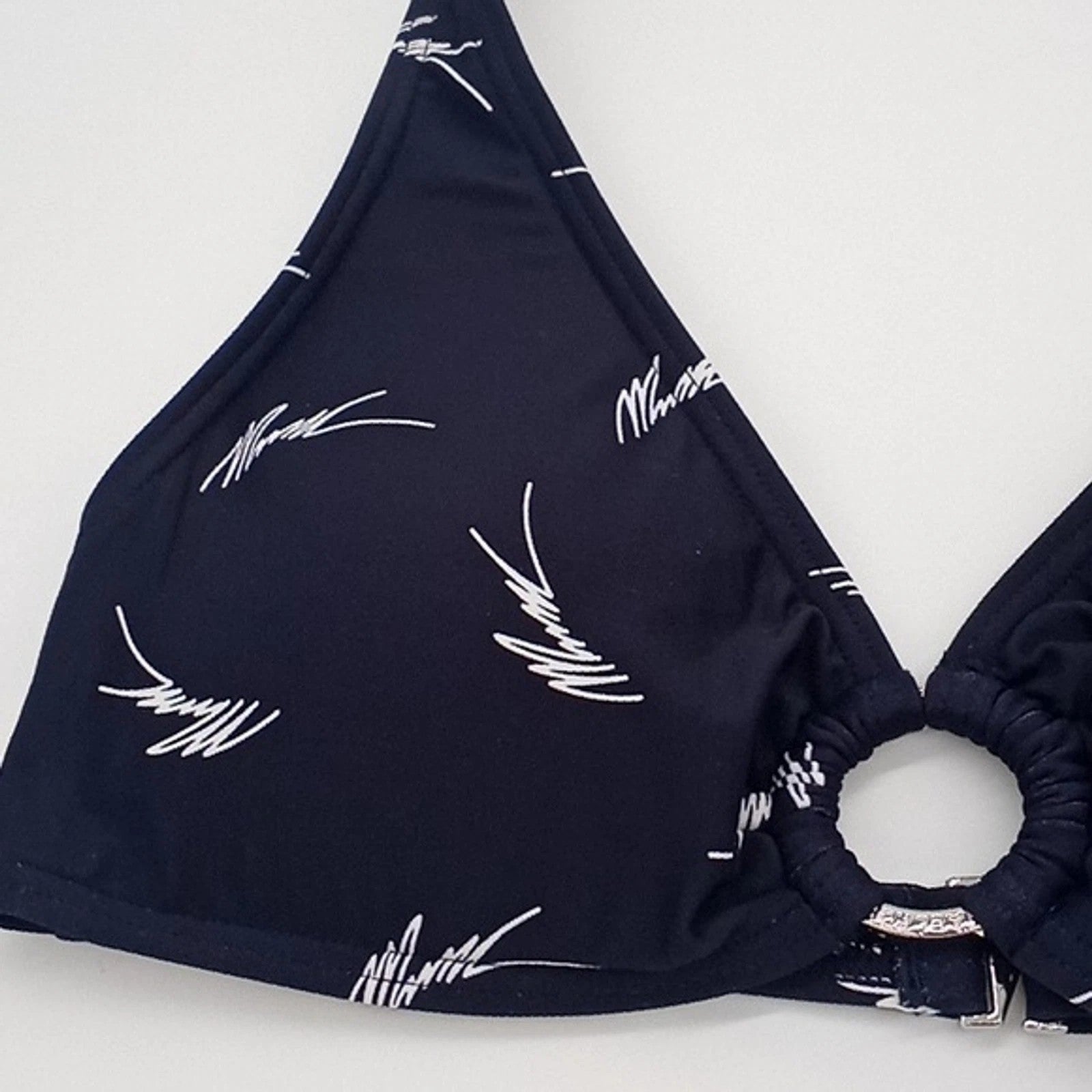 Michael Michael Kors Womens No Cup Tie Logo Ring Halter Bikini Top