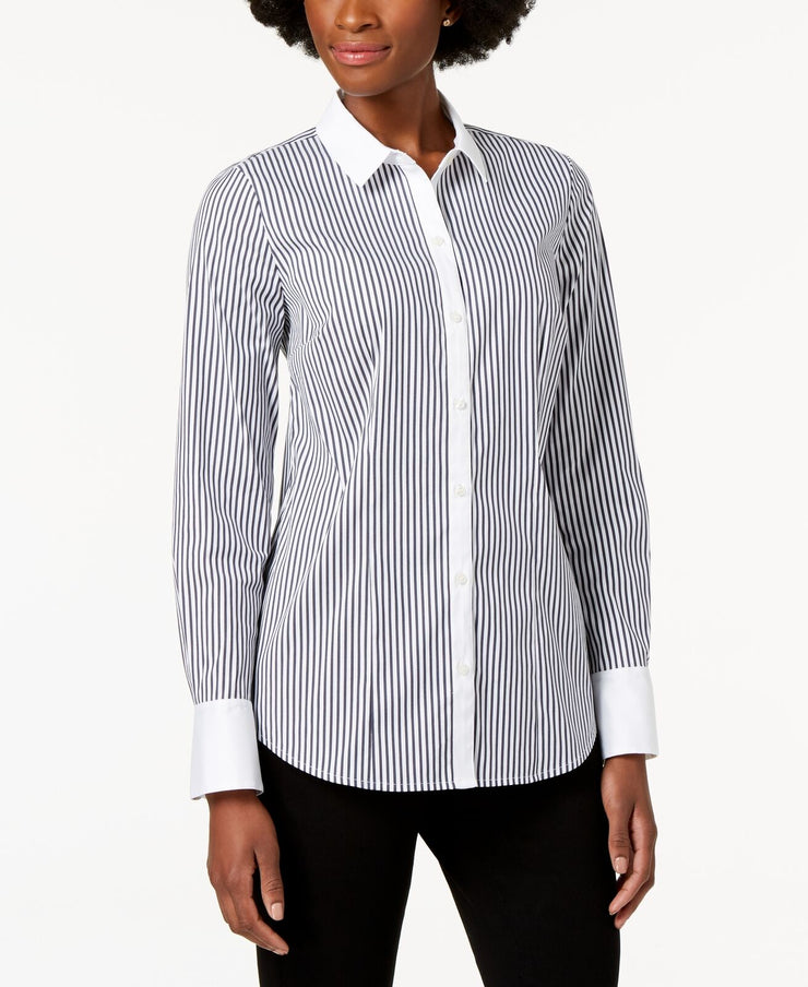 Charter Club Striped Contrast-Trim Shirt, Size 6