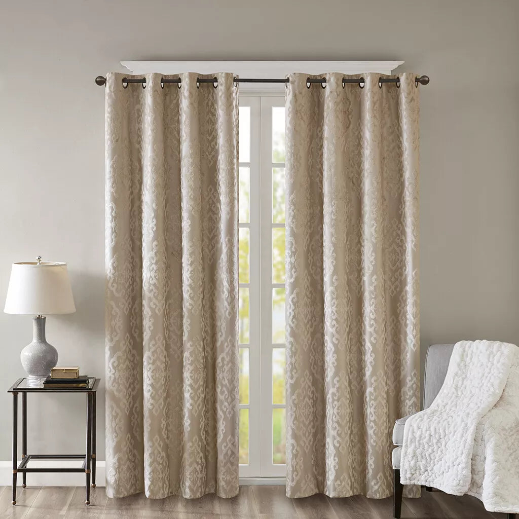 Sun Smart Mirage 50 x 95 Damask Total Blackout Curtain Panel