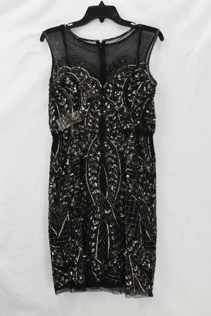 Adrianna Papell Embellished Illusion Dress, Size 2
