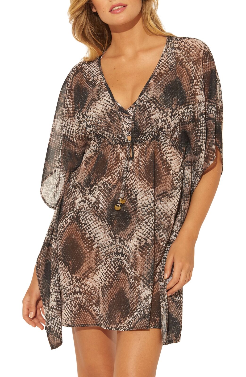 Bleu Rod Beattie Skin Games Caftan Cover-up Snake, Size Medium