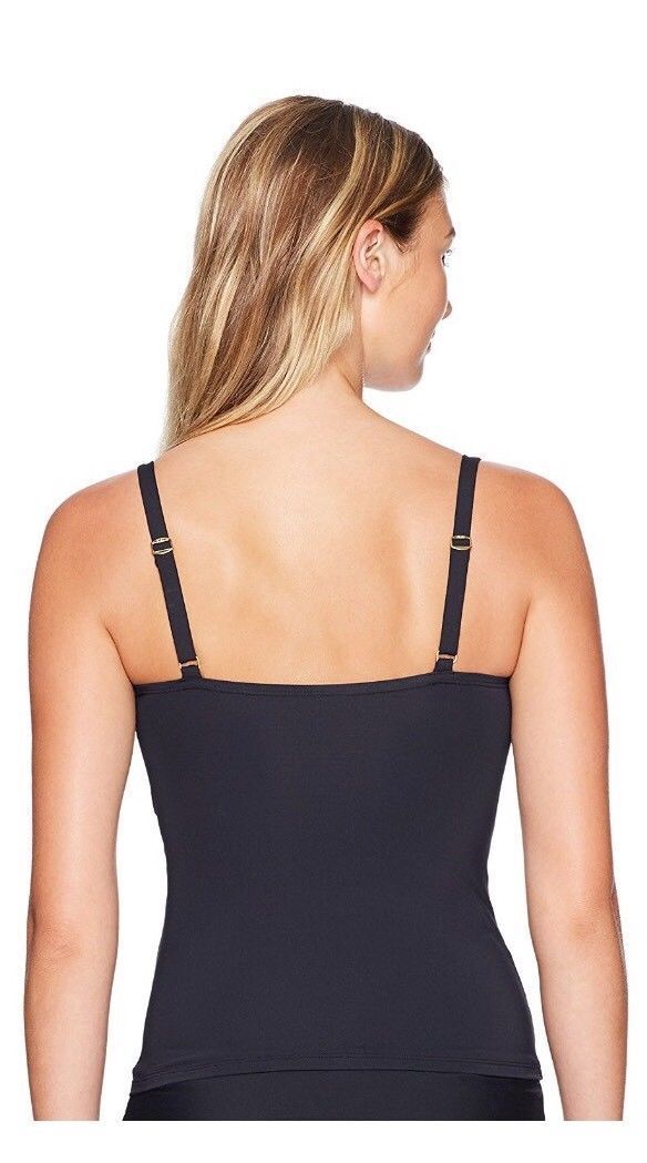 Bleu Rod Beattie Womens Over The Shoulder Twist Tankini Top, Black, 14