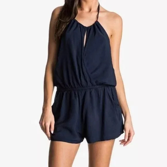 Roxy Women's Extratropical Halter Romper, Dress Blue, XS