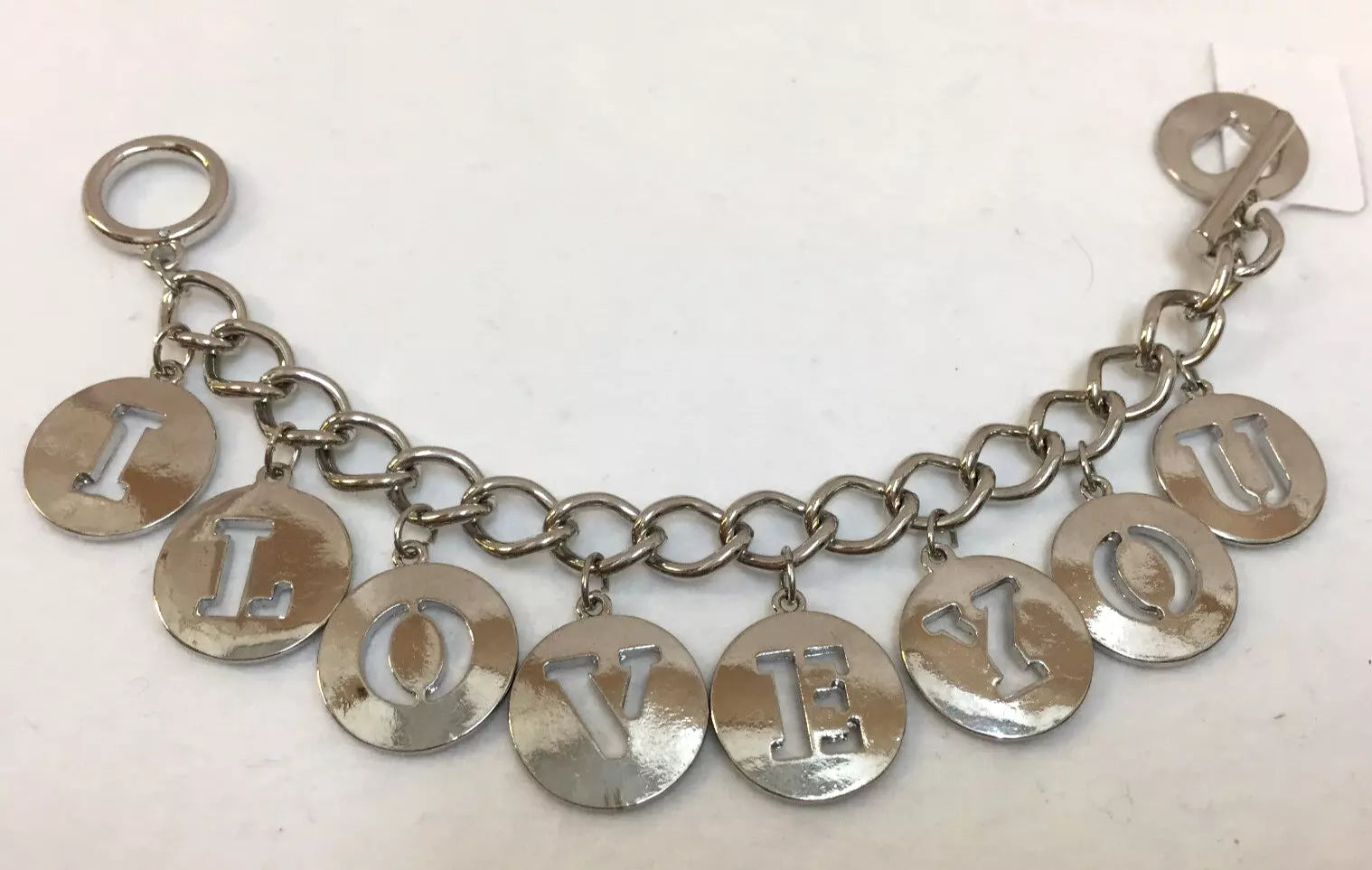 Holiday Lane I Love You Charm Bracelet Silver Tone