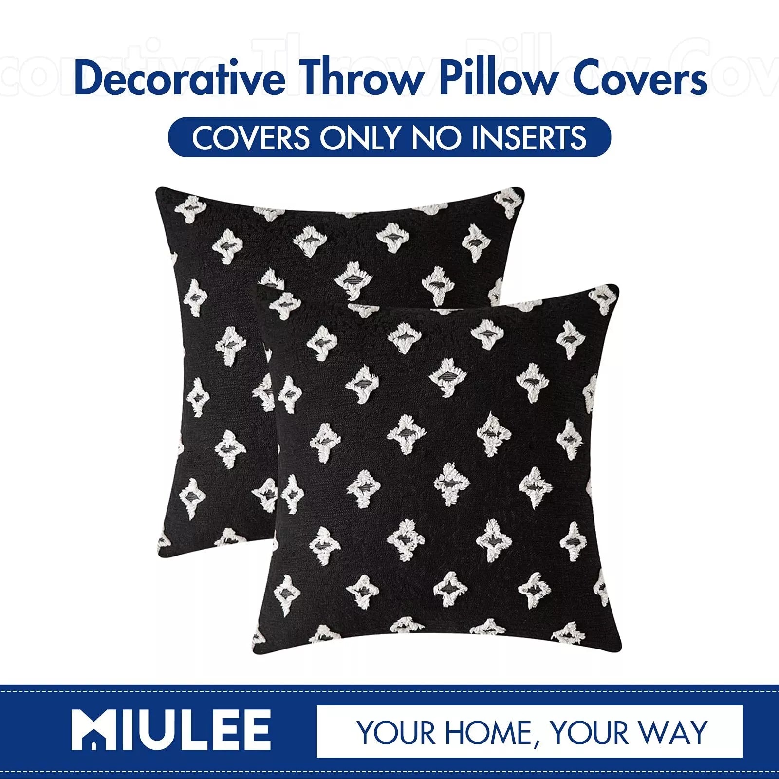 MIULEE Set of 2 Decorative Throw Pillow Covers Rhombic Jacquard Pillowcase Soft