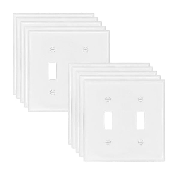 Enerlites Poly Carbonate Thermoplastic Wall Plate 2-Gang Toggle/10 Pack