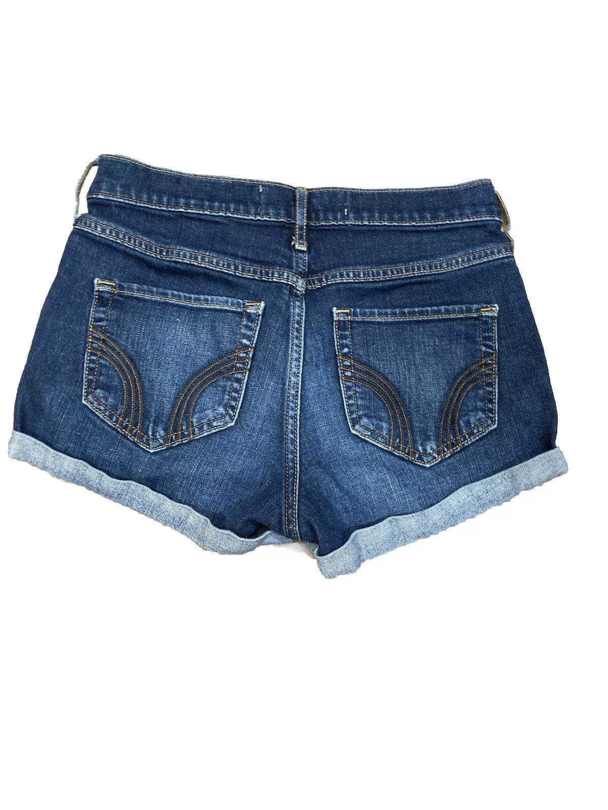 HOLLISTER Womens Denim Cuffed Bottom Jean Shorts Size 7 High Rise