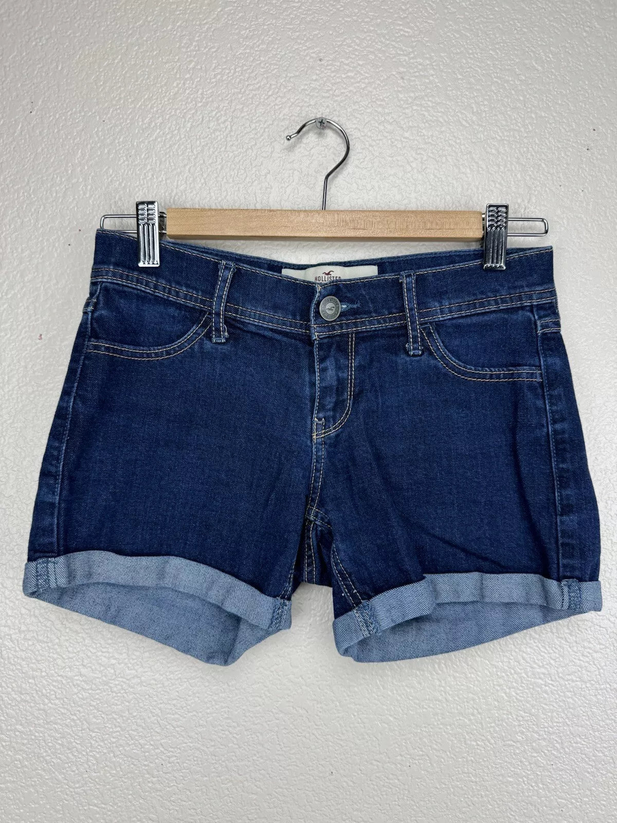 HOLLISTER Womens Denim Cuffed Bottom Jean Shorts Size High Rise