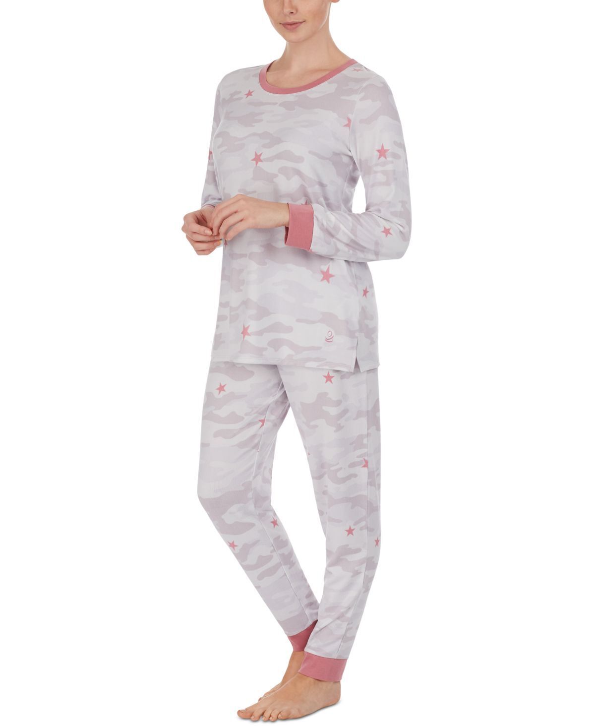 Cuddl Duds Printed Top & Jogger Pants Loungewear Set, Size Medium