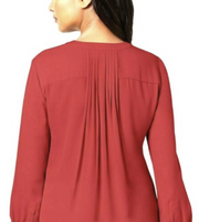 Jm Collection Pleated-Back Blouse, New Red Amore, Size L