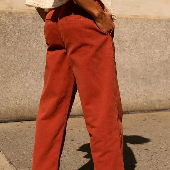 Free People Relaxed Boyfriend Chino Pants by Free People, Rust Worthy, 24