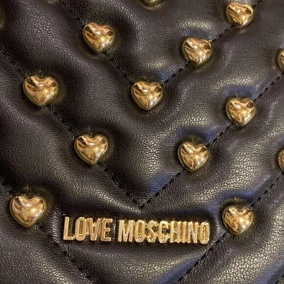 Love Moschino Borsa Matt Nappa Pu Nero Black Leather CrossBody Bag 8L X 3Wx5