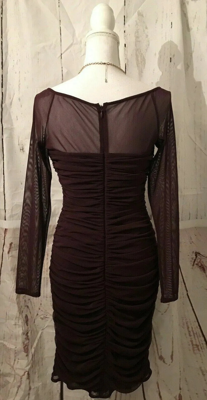 Mark Zunino Mesh Ruched Dress, Size 4