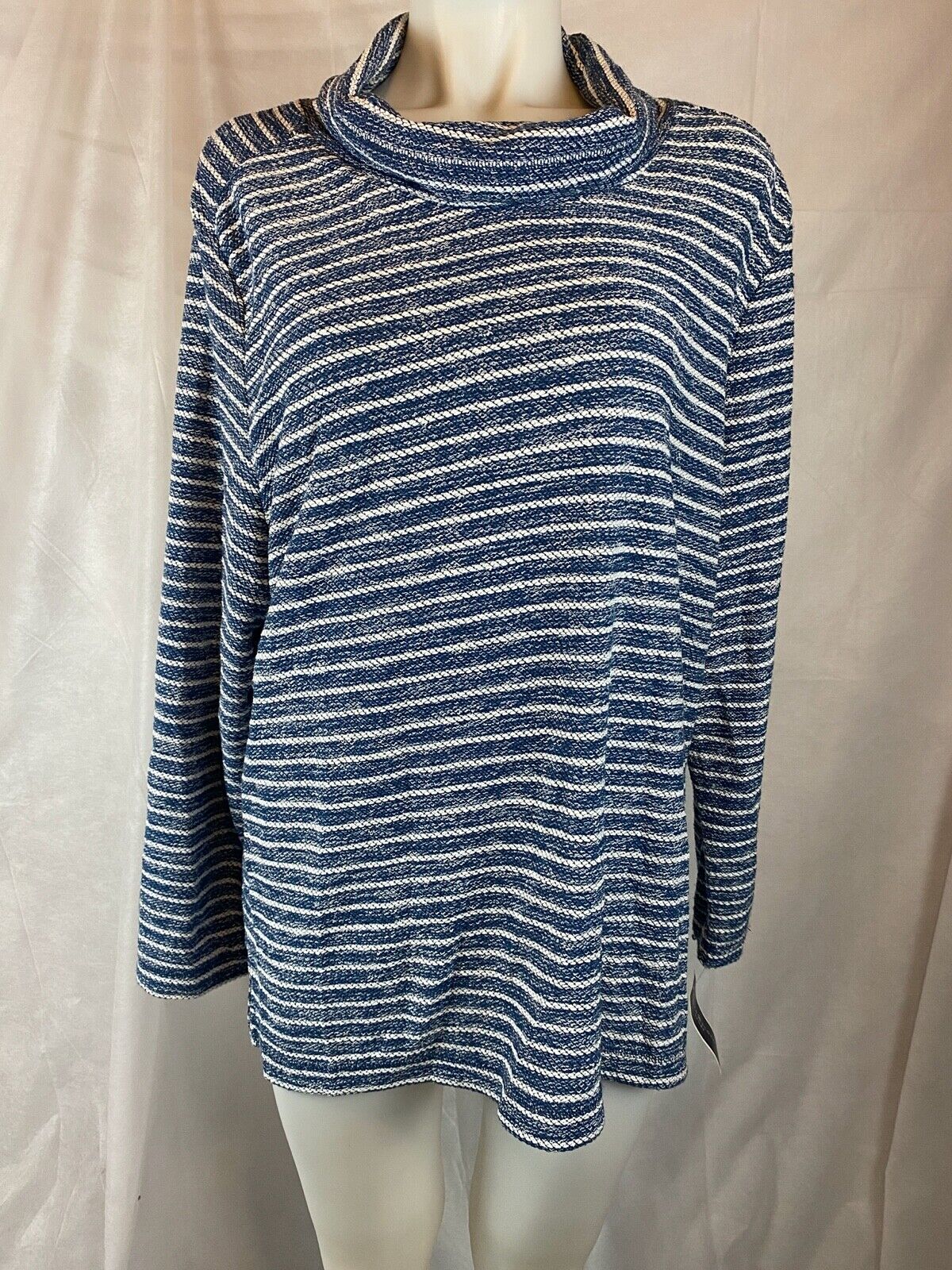 Karen Scott Cowl-Neck Pullover Heather Indigo, Size Medium